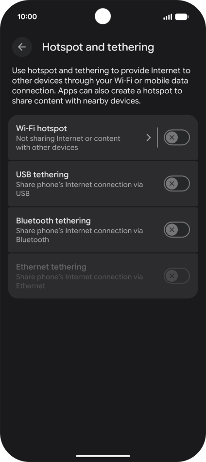 Press Wi-Fi hotspot.