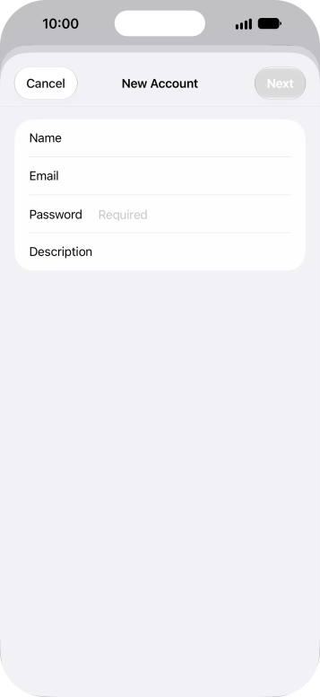 Press Password and key in the password for your email account.