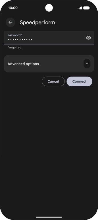 Key in the password for the Wi-Fi network and press Connect.