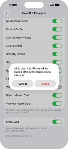If you turn on the function, press Enable.