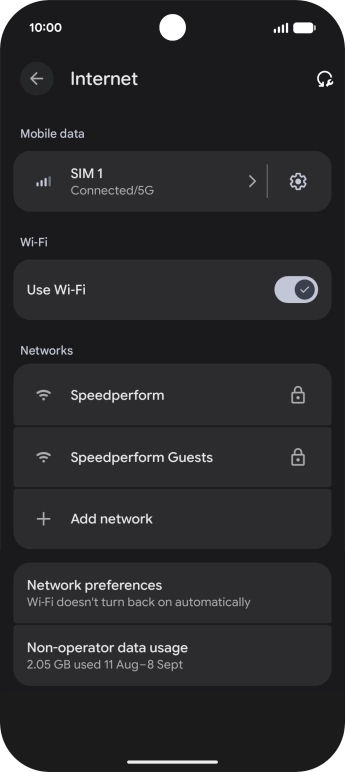 Press the required Wi-Fi network.