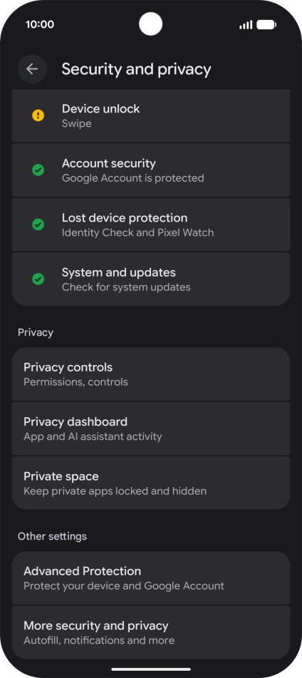 Press Lost device protection.