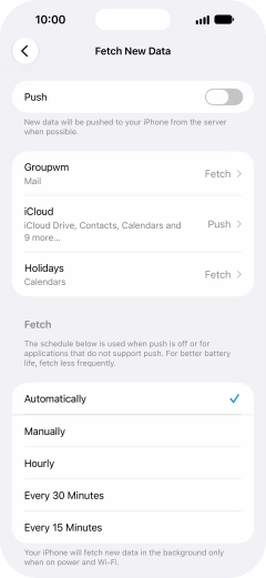 If you turn off the function, press the required setting.