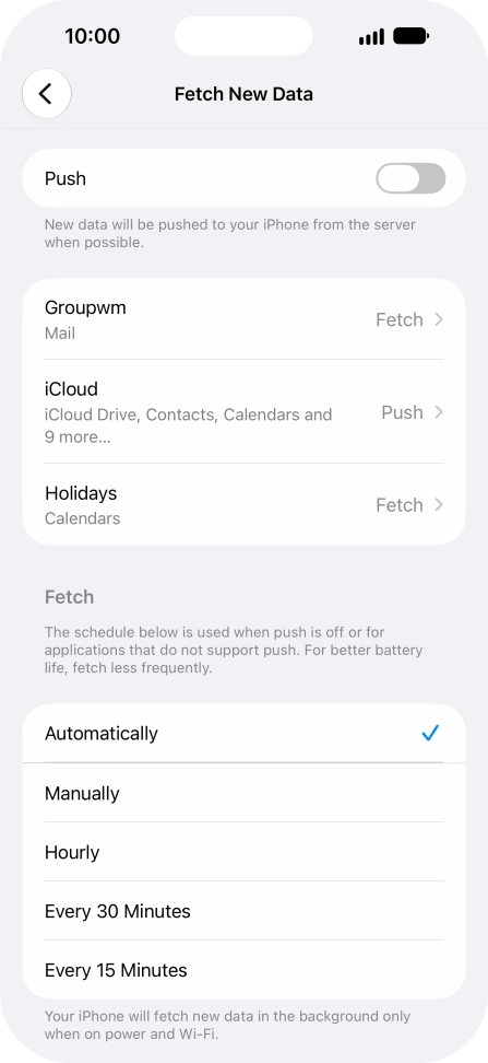 If you turn off the function, press the required setting.