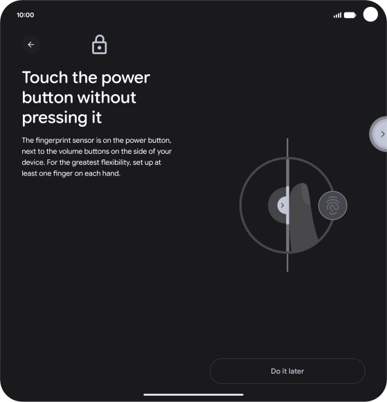 Follow the instructions on the screen to create the phone lock code using your fingerprint. Follow the instructions on the screen to create the phone lock code using your fingerprint.