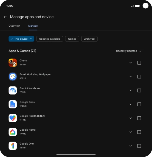 Press the required app. Press the required app.