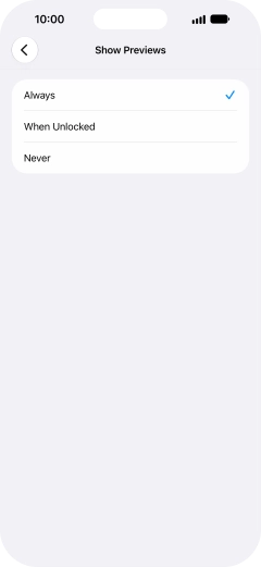 To select notification preview on the lock screen, press Always.