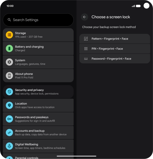 Press the required phone lock code and follow the instructions on the screen to create an additional phone lock code.