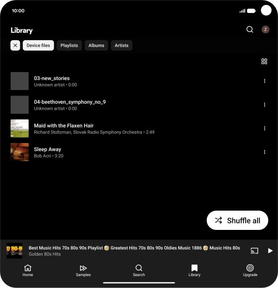 Press the required audio file. Press the required audio file.