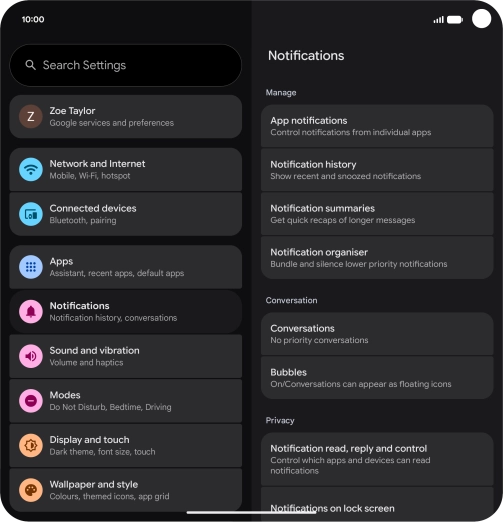 Press App notifications.