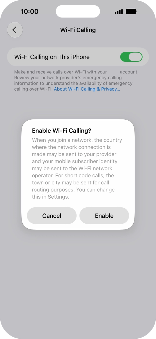 If you turn on the function, press Enable.
