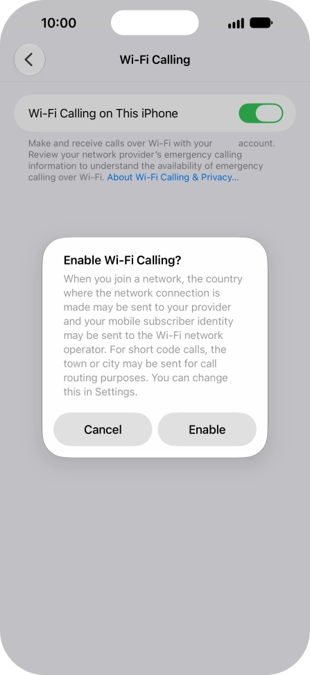 If you turn on the function, press Enable.
