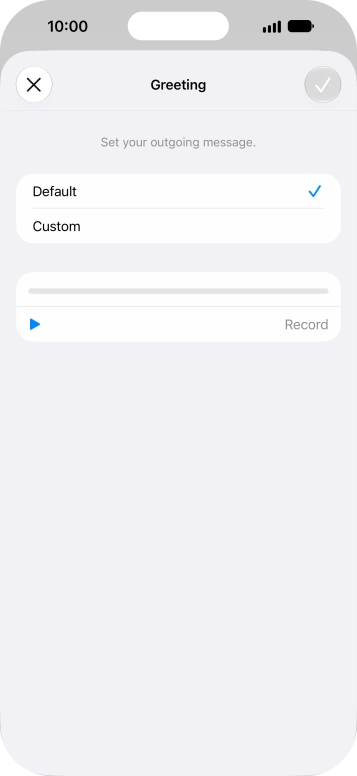 Press Default to select the default greeting.