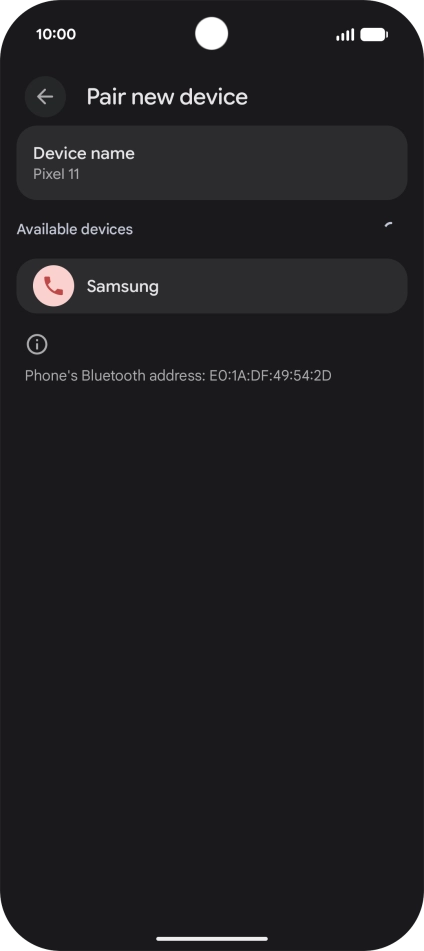 Press the required Bluetooth device and follow the instructions on the screen to pair the device with your phone. Press the required Bluetooth device and follow the instructions on the screen to pair the device with your phone.