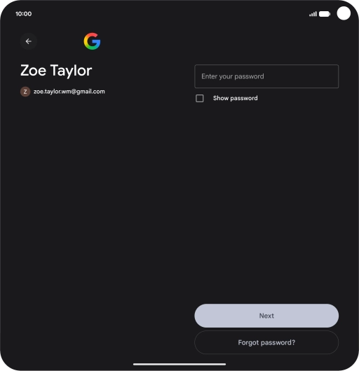 Press Enter your password and key in the password for your Google account.