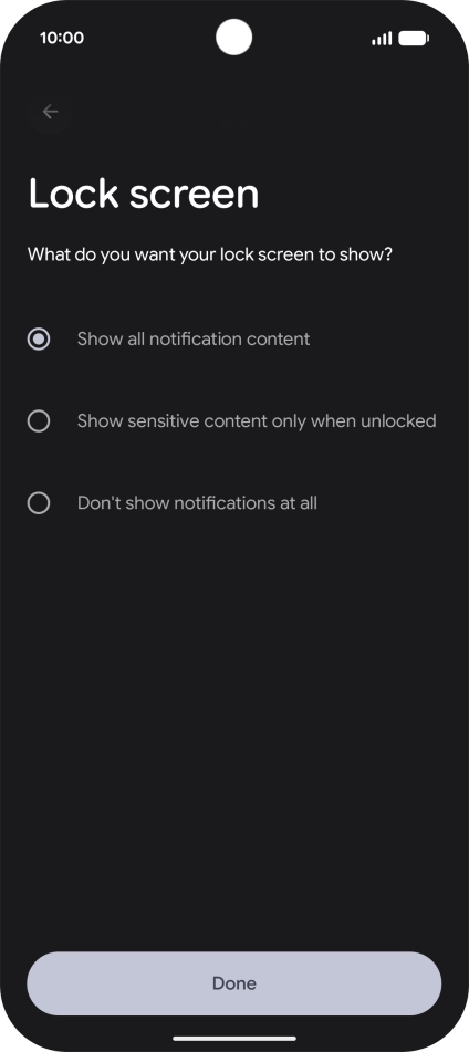 Press the required setting. Press the required setting.