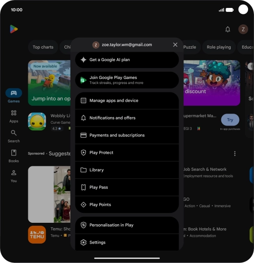 Press Manage apps and device. Press Manage apps and device.