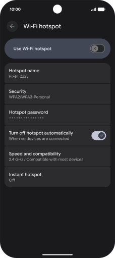 Press Hotspot name.