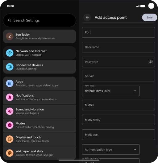 Press the drop down list next to 