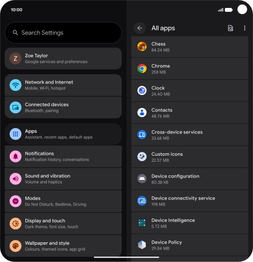 Press the required app. Press the required app.