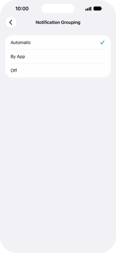Press the required setting.