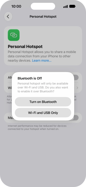 If Wi-Fi is turned on, press Wi-Fi and USB Only.