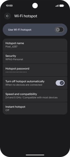 Press Hotspot password and key in the required password.