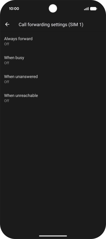 Press the required divert type.