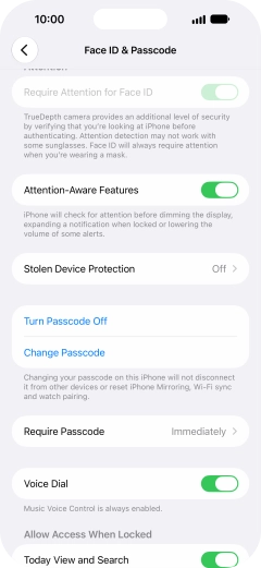 Press Turn Passcode Off and key in the phone lock code.