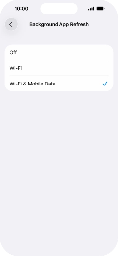 To turn off background refresh of apps, press Off.