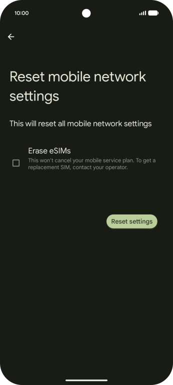 Press Reset settings.