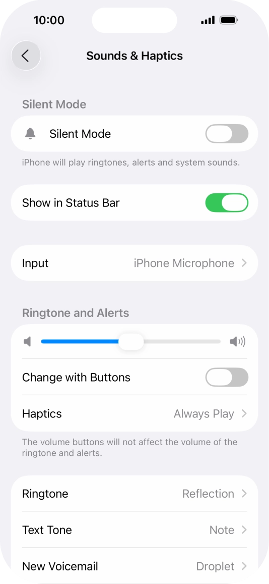 Press the indicator next to 