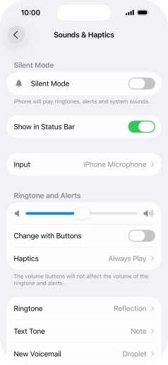 Press the indicator next to 