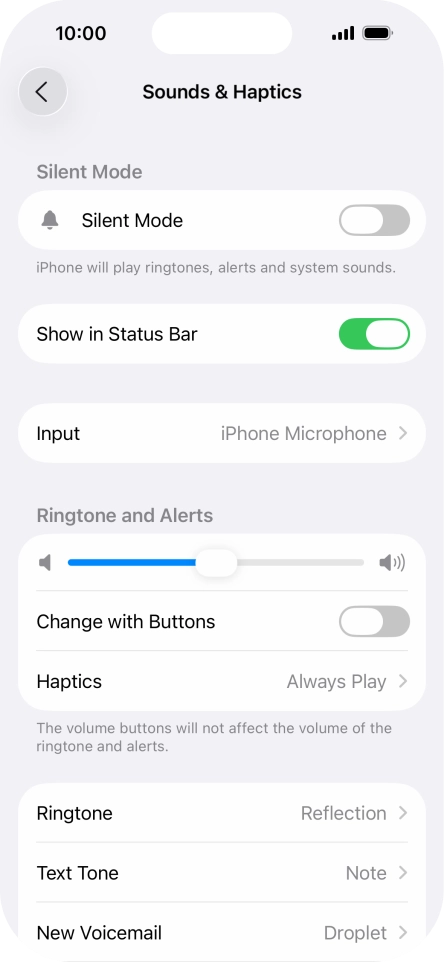 Press the indicator next to 