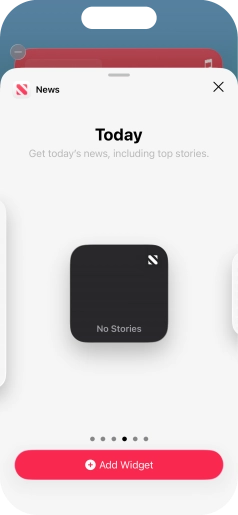 Slide your finger right or left on the screen to select the required widget size.