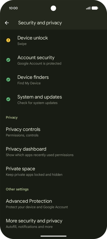 Press More security and privacy.