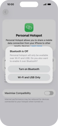 If Wi-Fi is turned on, press Wi-Fi and USB Only.