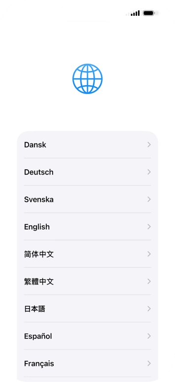 Press the required language.