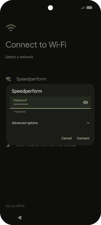 Key in the password for the Wi-Fi network and press Connect.
