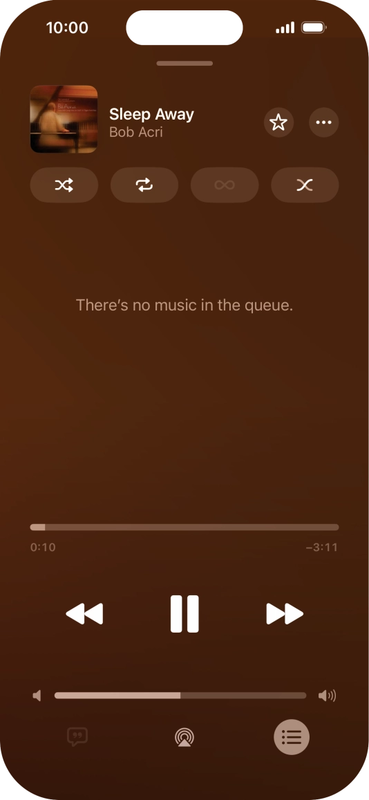 Press the shuffle icon to turn the function on or off.