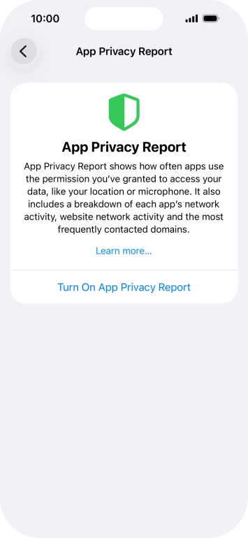 Press Turn On App Privacy Report to turn on the function.