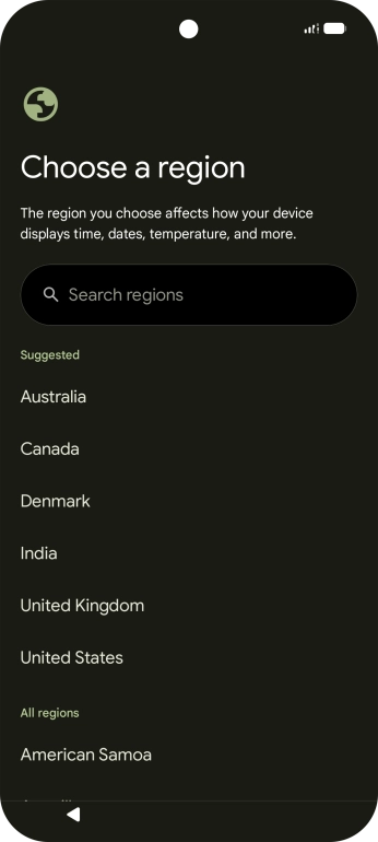 Press the required country or area.