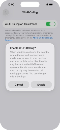 If you turn on the function, press Enable.