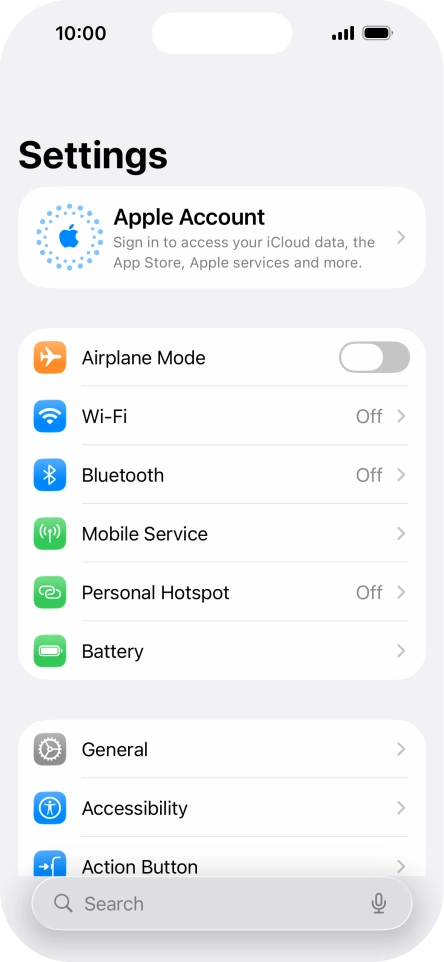 Press Apple Account.