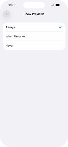 To select notification preview on the lock screen, press Always.