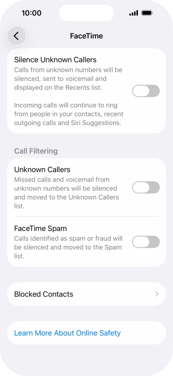 Press Blocked Contacts.