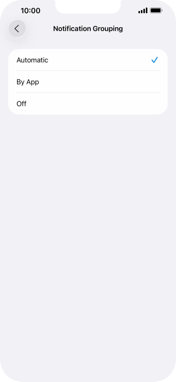 Press the required setting.