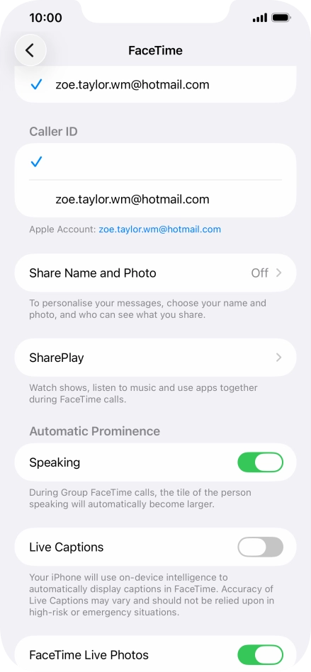 Press the required setting below 