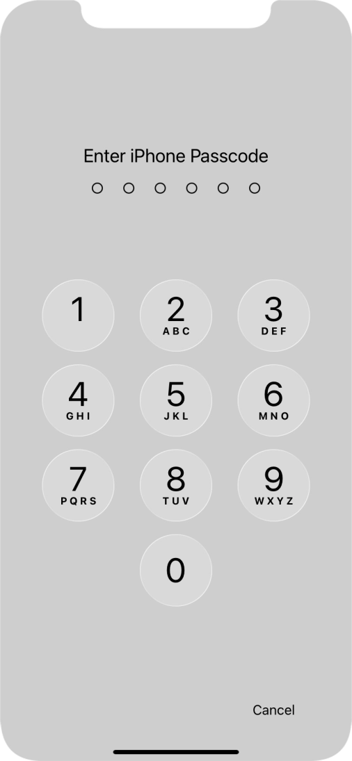 Use the phone lock code you created.