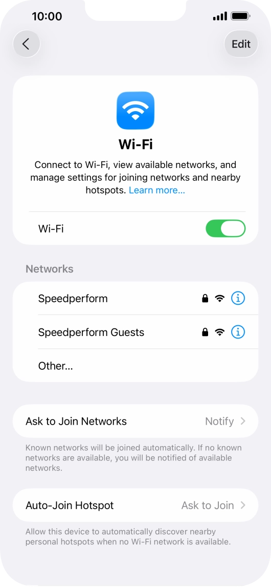 Press the required Wi-Fi network and key in the password for the Wi-Fi network.